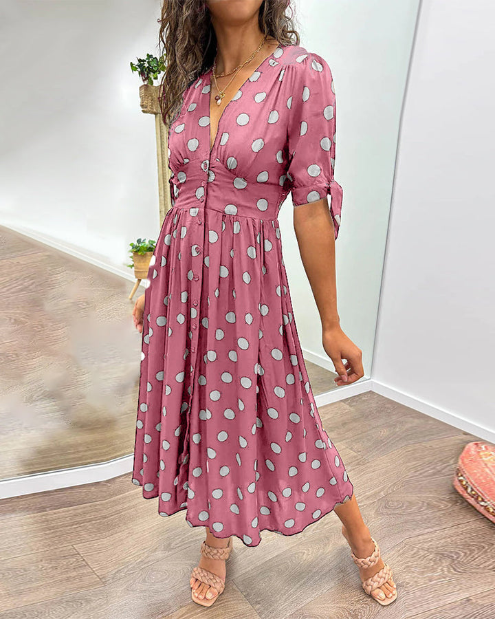 Monica – Polka Dot V-Neck Dress