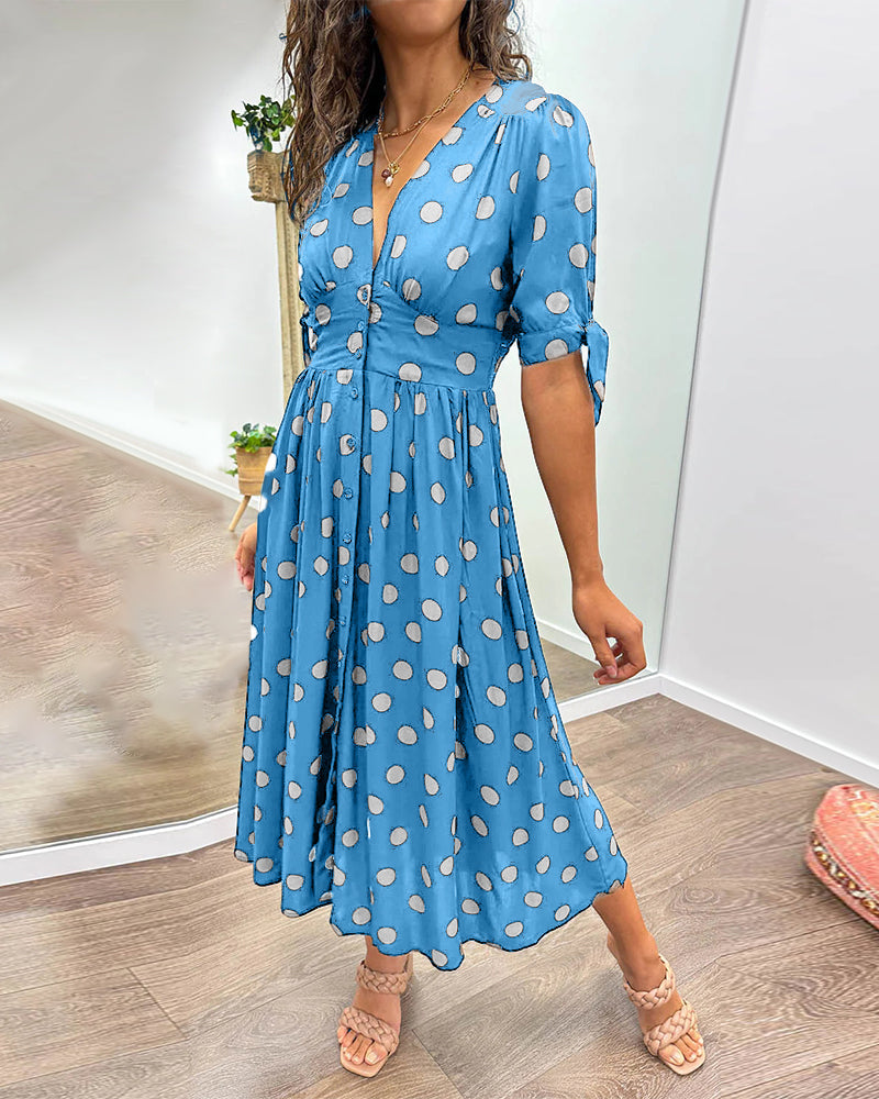 Monica – Polka Dot V-Neck Dress