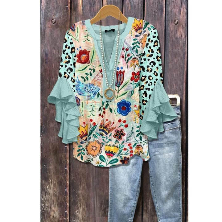 Waverley – Frill Sleeve Printed Blouse