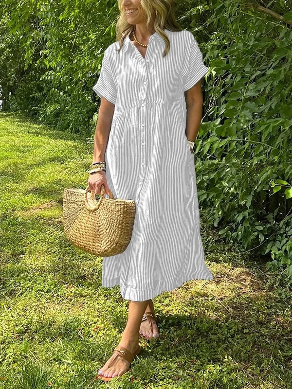 Angela – Button Front Cotton Maxi Dress