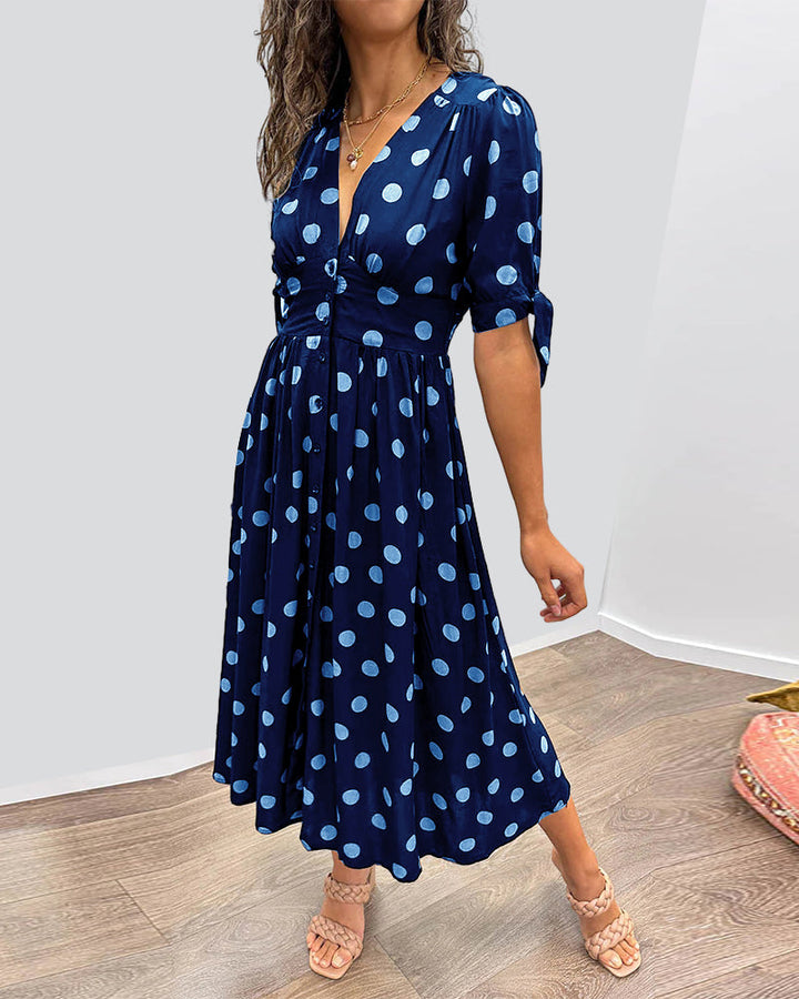 Monica – Polka Dot V-Neck Dress