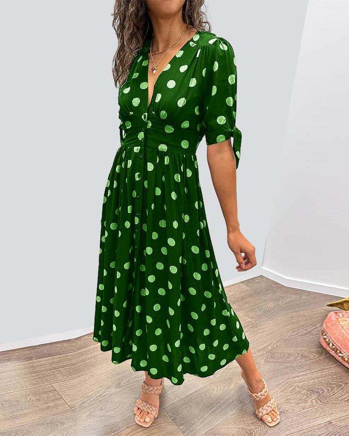 Monica – Polka Dot V-Neck Dress