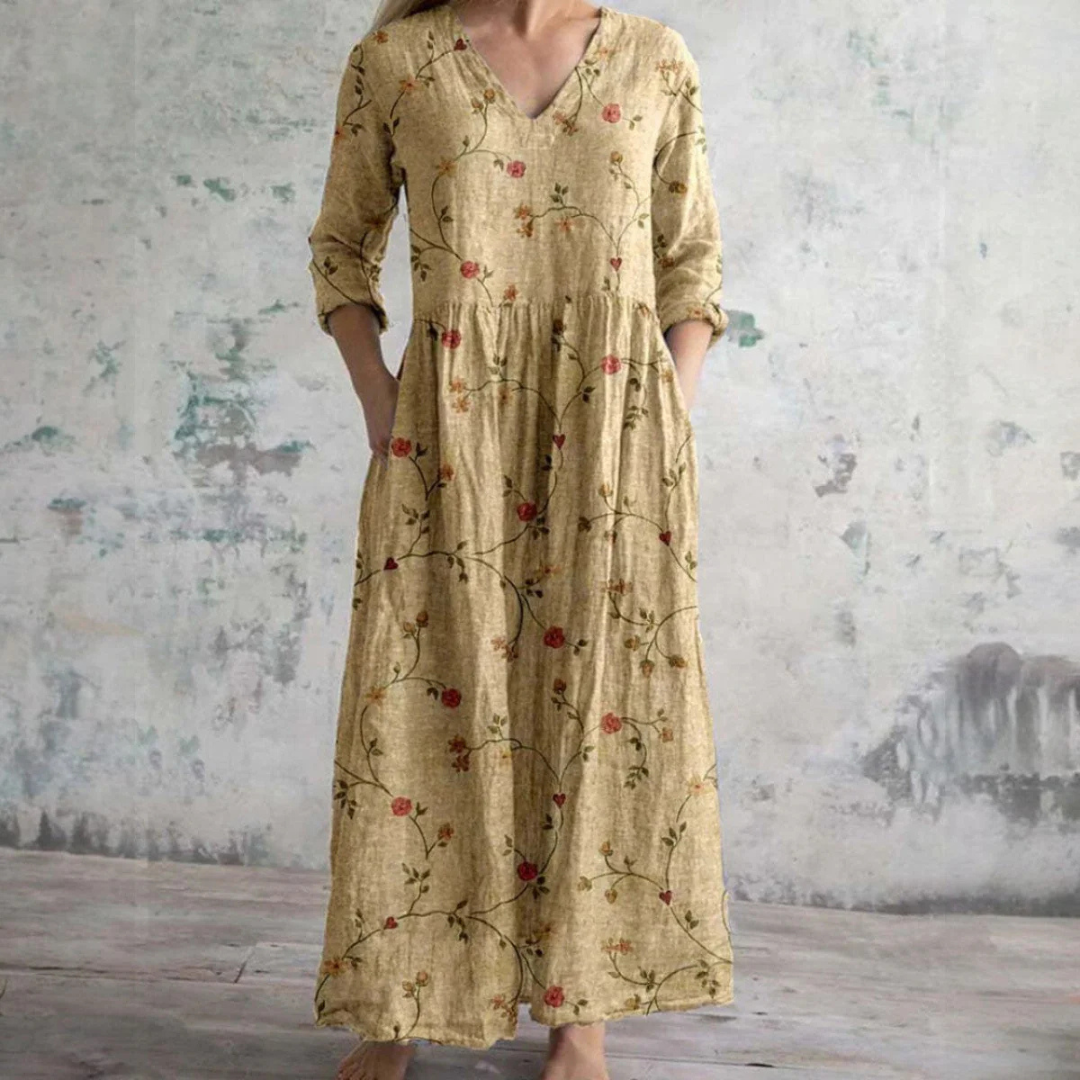 Florienne – Floral Linen-Cotton Midi Dress
