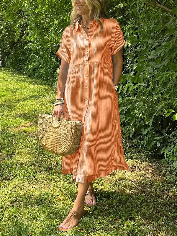 Angela – Button Front Cotton Maxi Dress