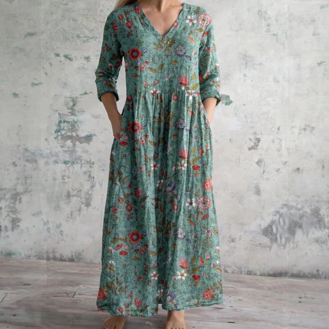 Florienne – Floral Linen-Cotton Midi Dress