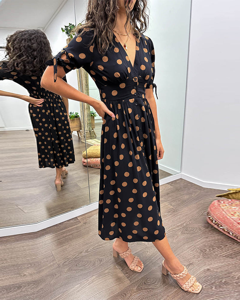 Monica – Polka Dot V-Neck Dress