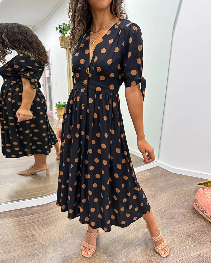 Monica – Polka Dot V-Neck Dress