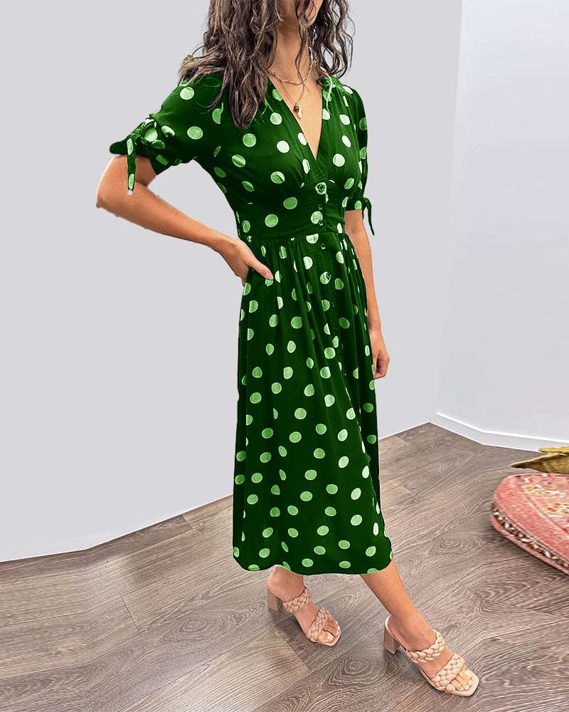 Monica – Polka Dot V-Neck Dress