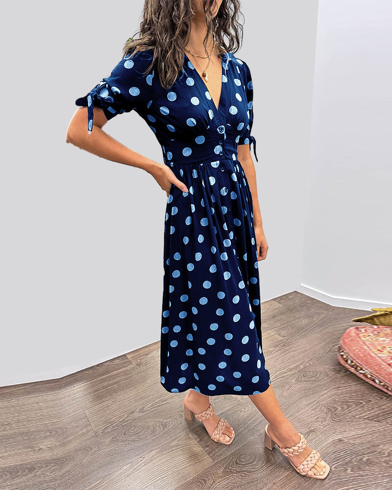 Monica – Polka Dot V-Neck Dress