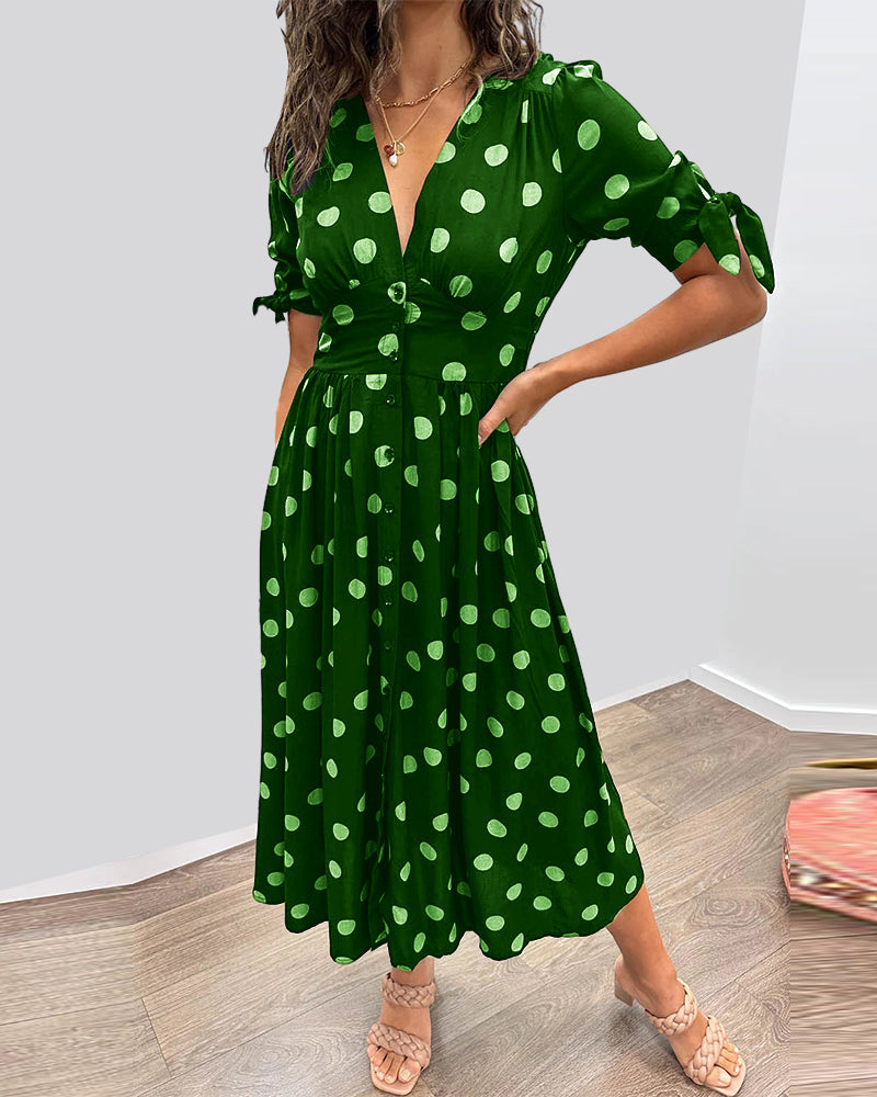 Monica – Polka Dot V-Neck Dress