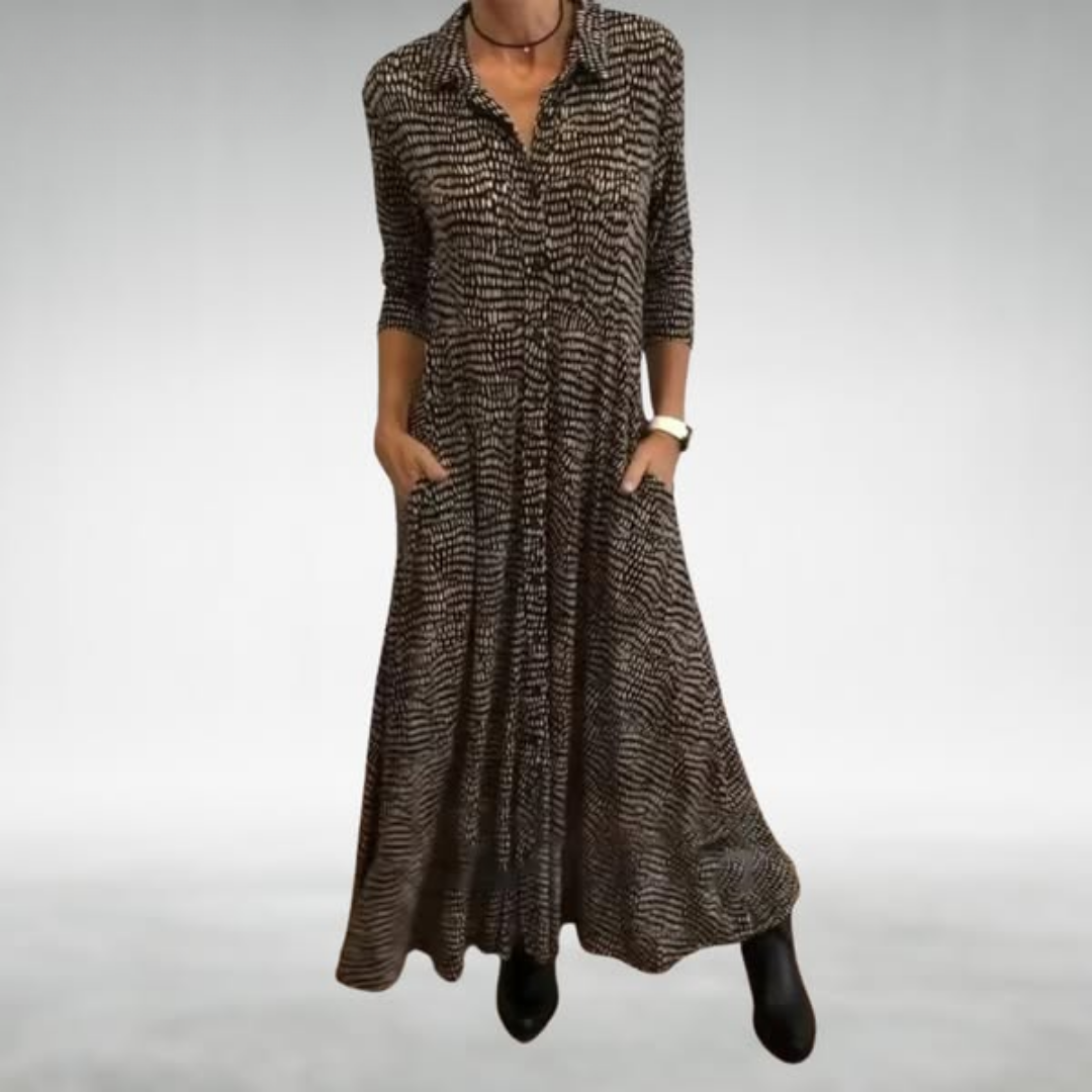 Revena – Collared Maxi Shirt Dress