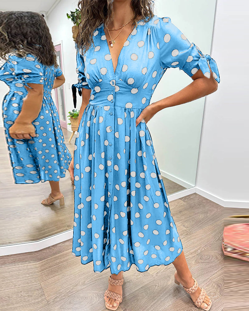 Monica – Polka Dot V-Neck Dress