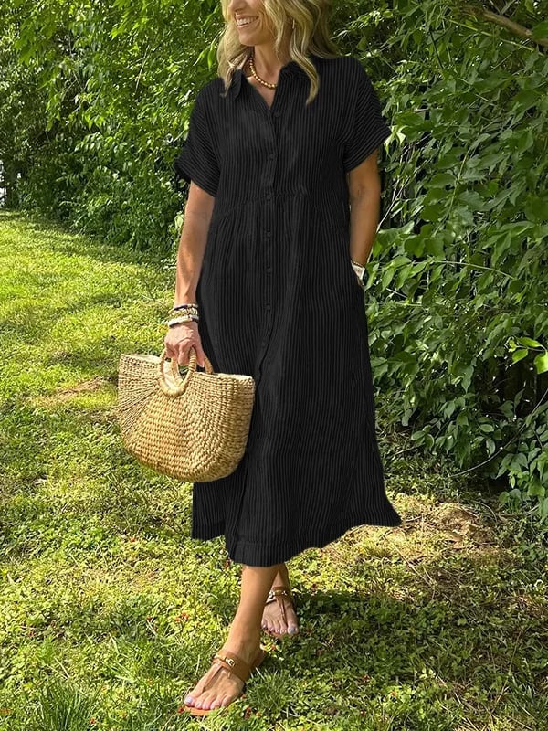 Angela – Button Front Cotton Maxi Dress