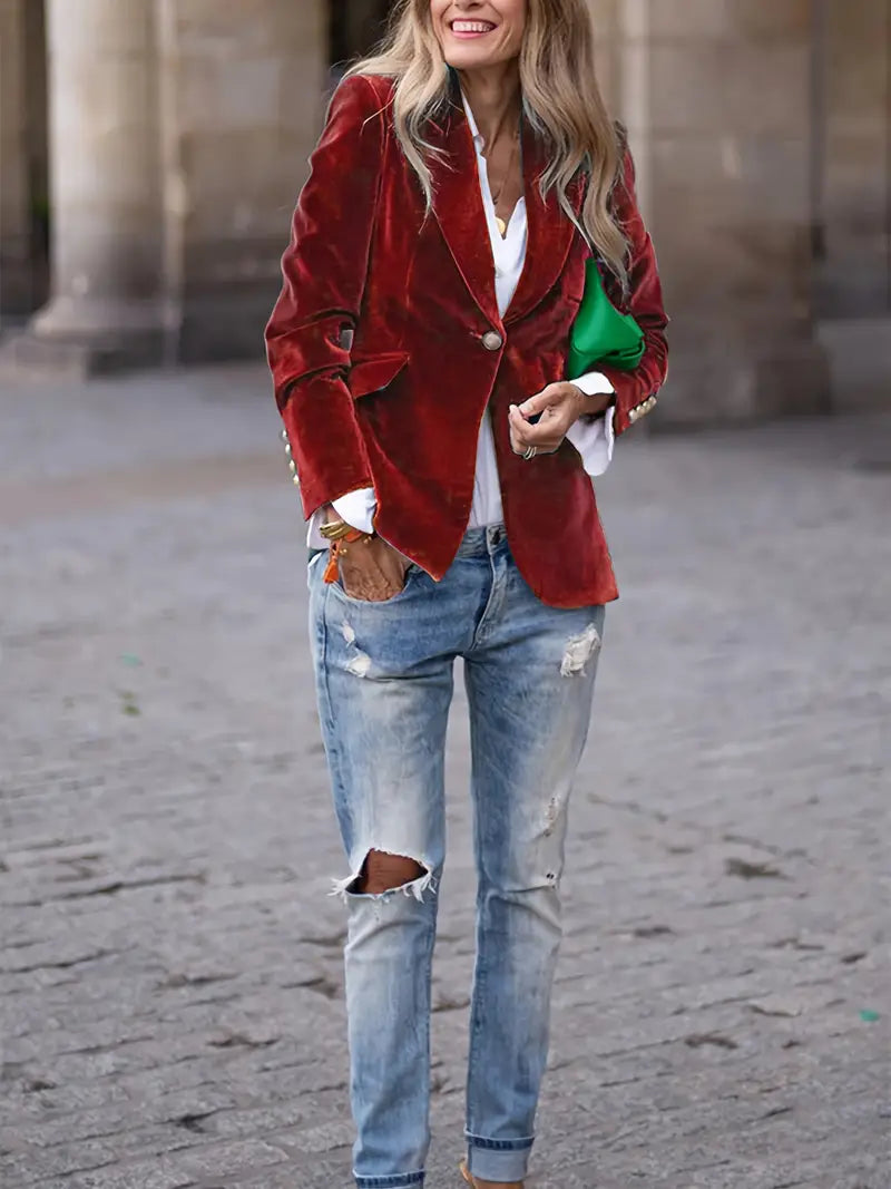 Selene – Tailored Velvet Blazer