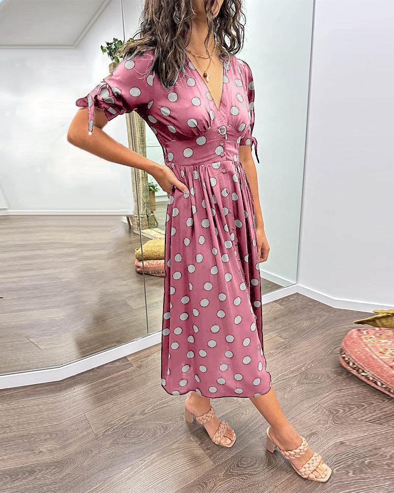 Monica – Polka Dot V-Neck Dress