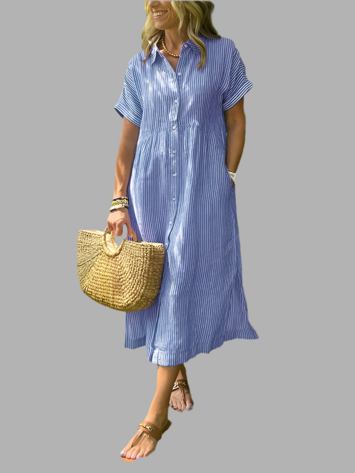 Angela – Button Front Cotton Maxi Dress