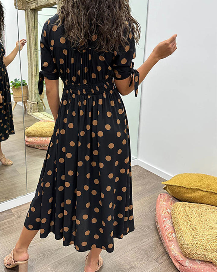 Monica – Polka Dot V-Neck Dress