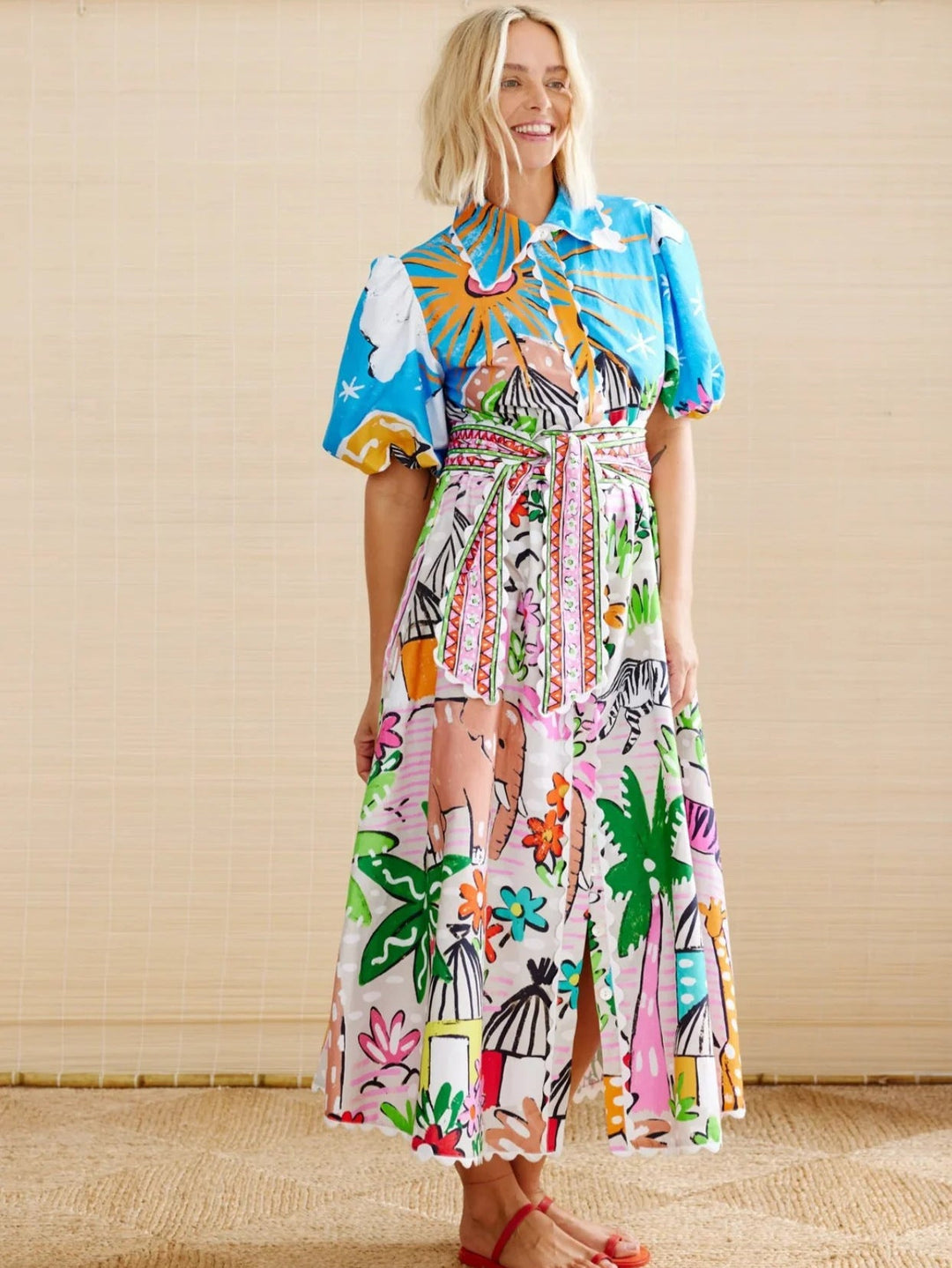 Xenia – Belted Puff Sleeve Shirt Dress