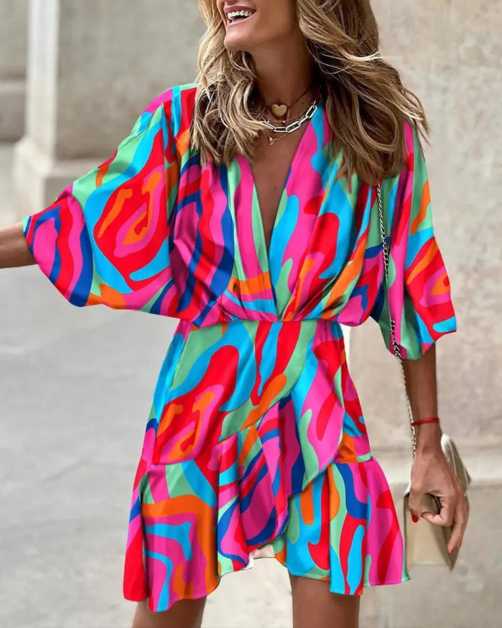 Xanethe – Abstract Wrap Mini Dress