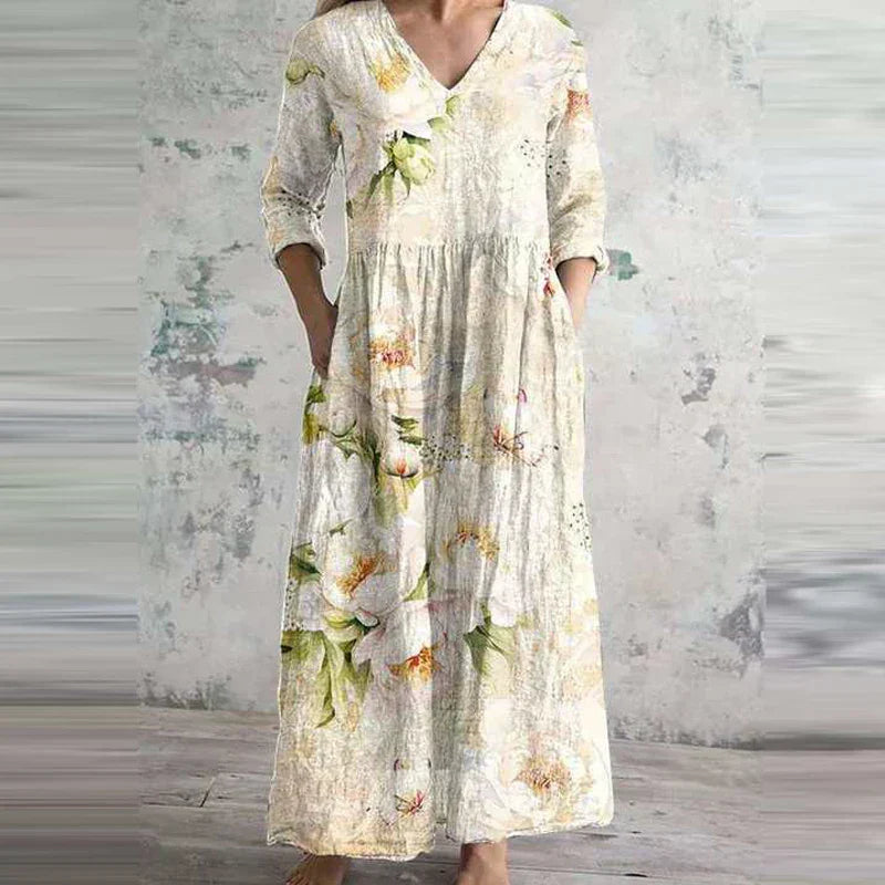 Florienne – Floral Linen-Cotton Midi Dress
