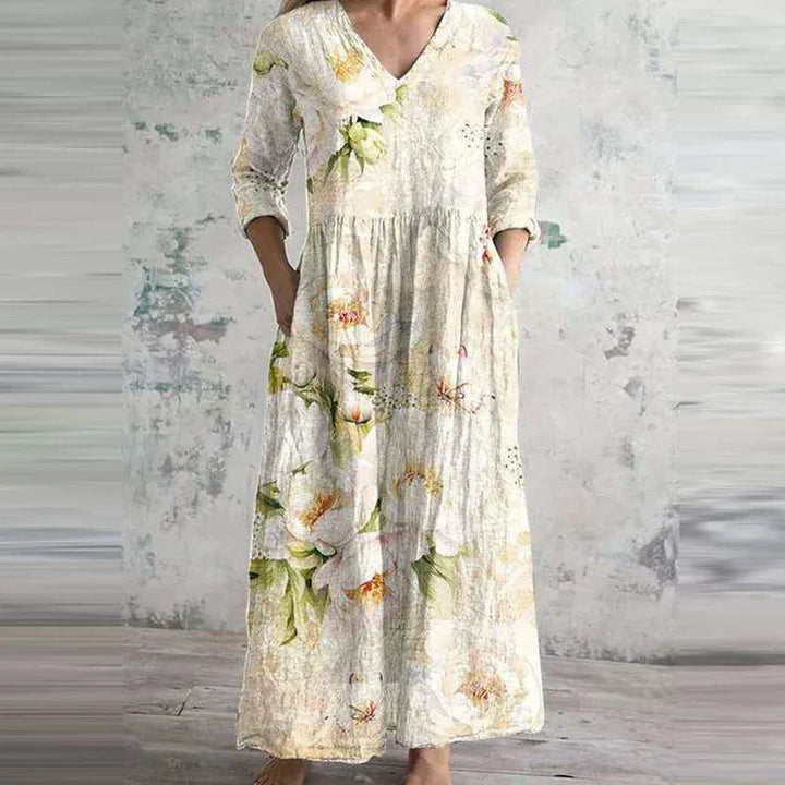 Florienne – Floral Linen-Cotton Midi Dress