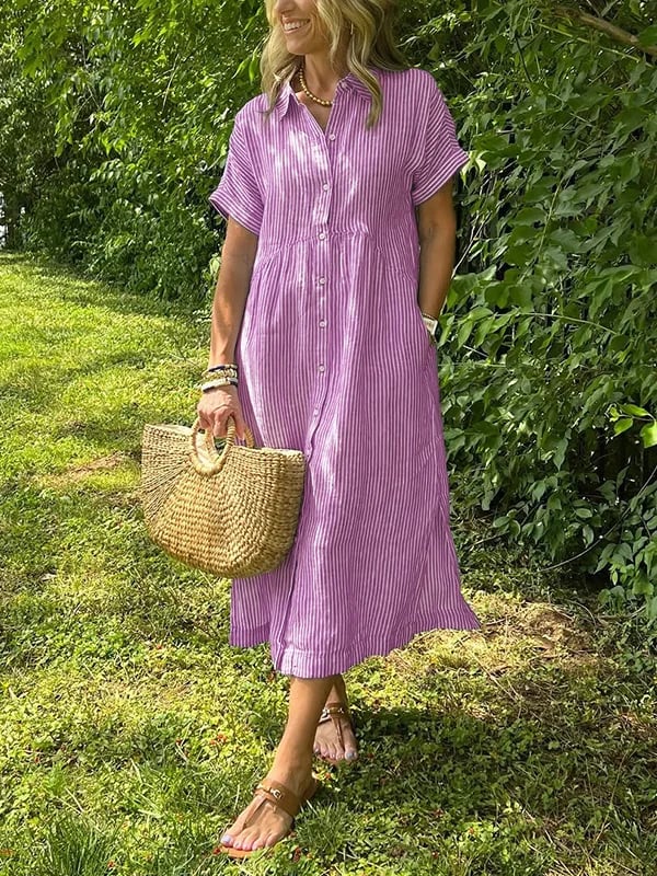 Angela – Button Front Cotton Maxi Dress