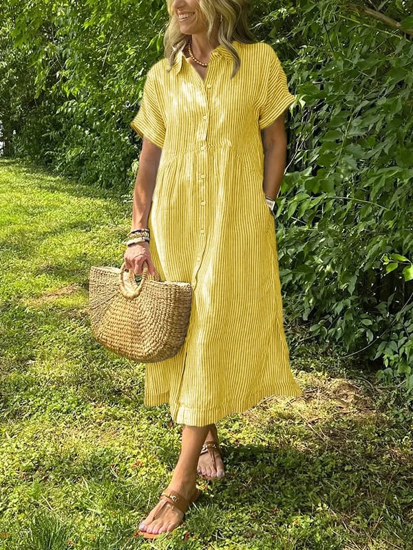Angela – Button Front Cotton Maxi Dress
