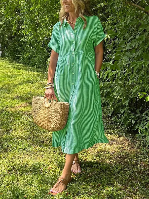 Angela – Button Front Cotton Maxi Dress