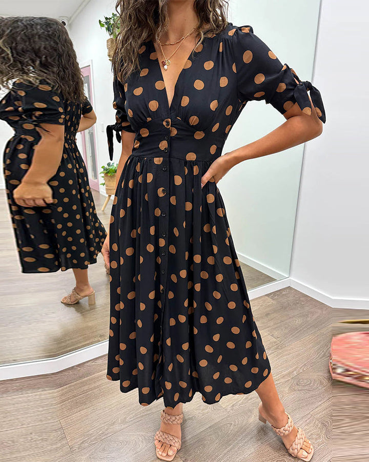 Monica – Polka Dot V-Neck Dress