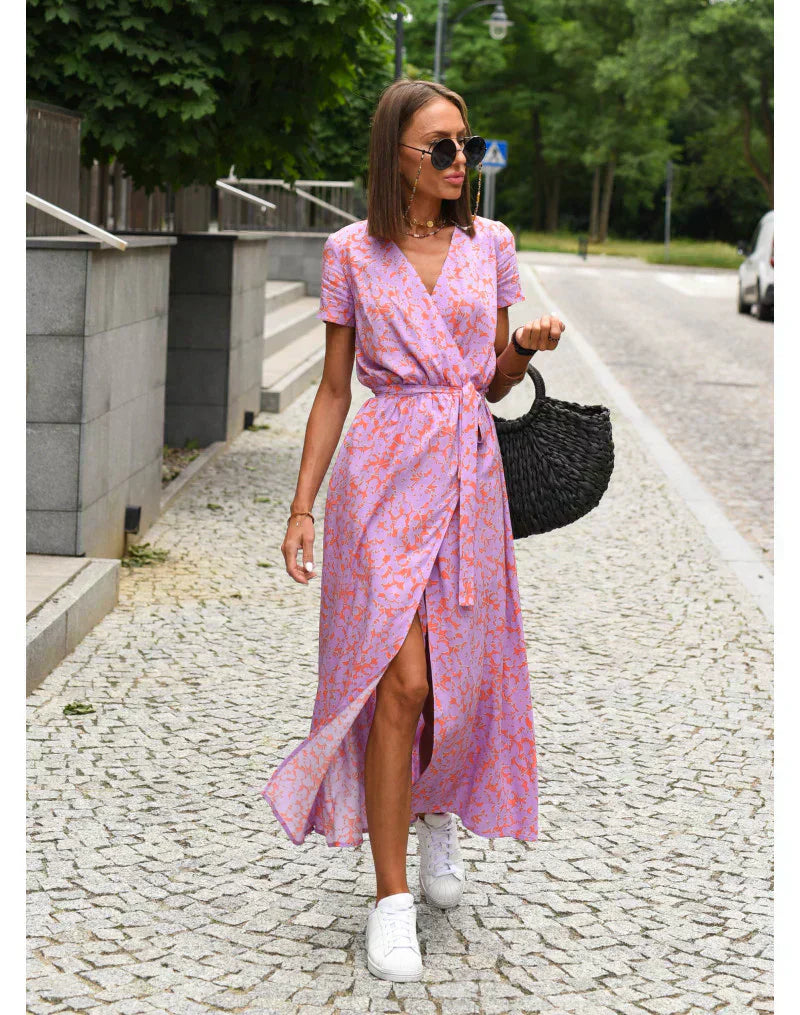 Xaria – Belted Floral Midi Dress
