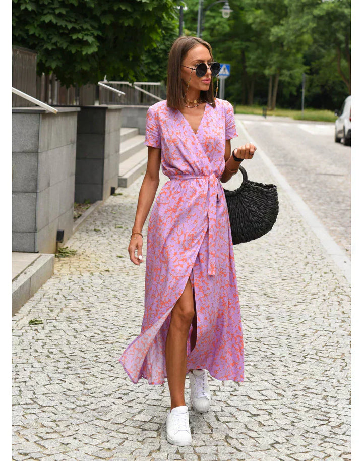 Xaria – Belted Floral Midi Dress