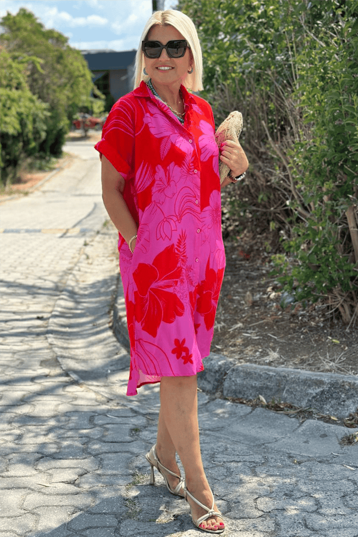 Lina – Floral Shirt Dress